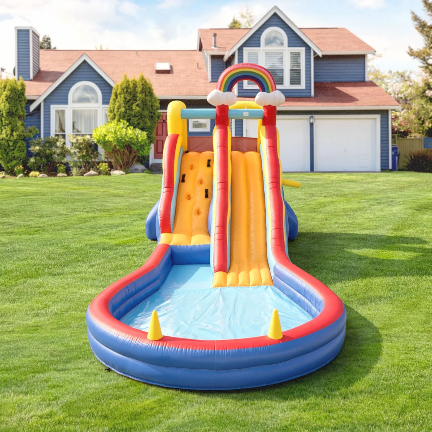 Commerci 6.1m Inflatable Bounce House Water Slide With 680W Blower CE Certified