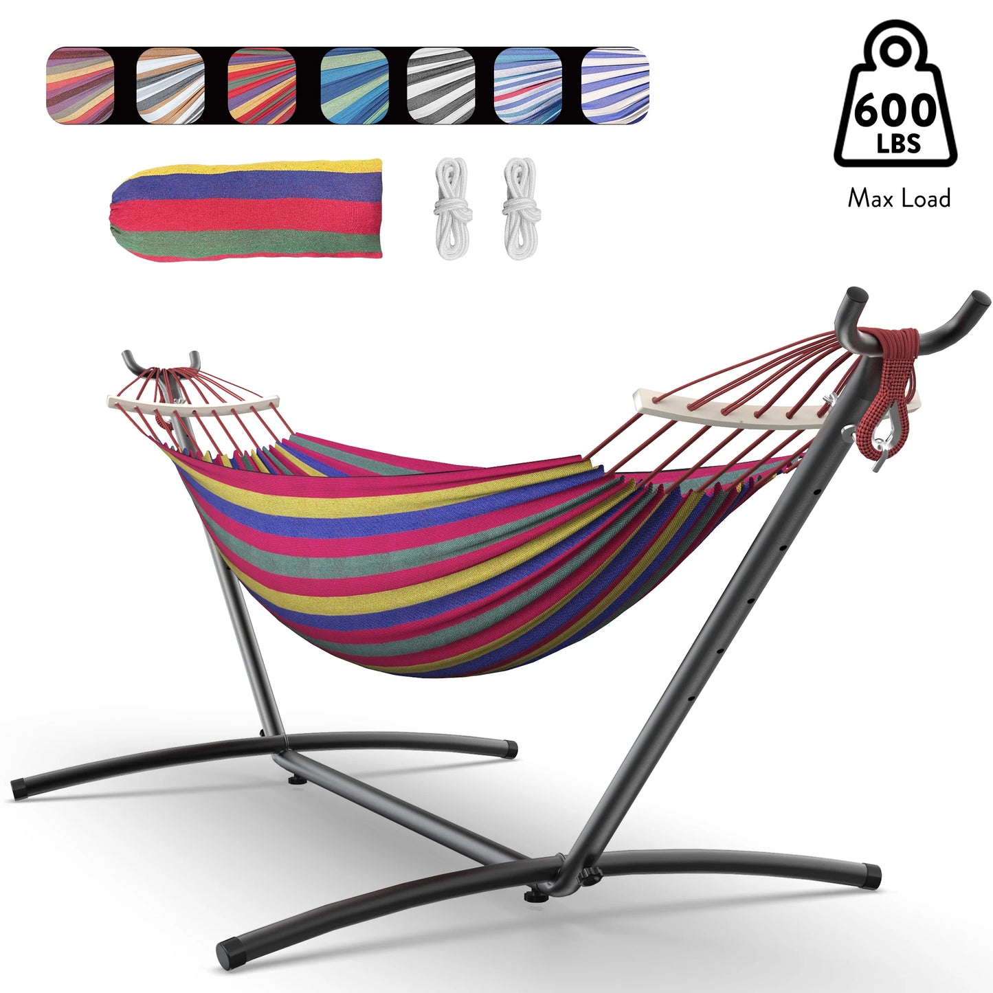 Gyroor Hammock With Adjustable Stand And Storage Bag 600 Pound Capacity