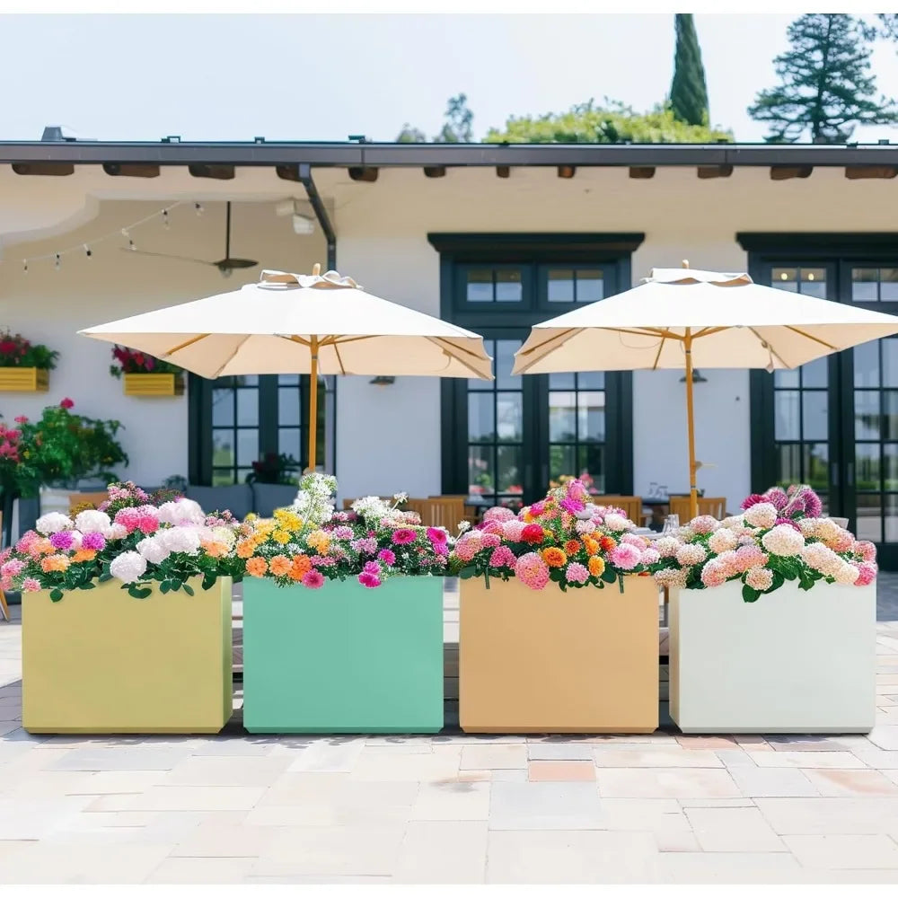 Metallic Outdoor Span Planter Box With Long Divider Planters