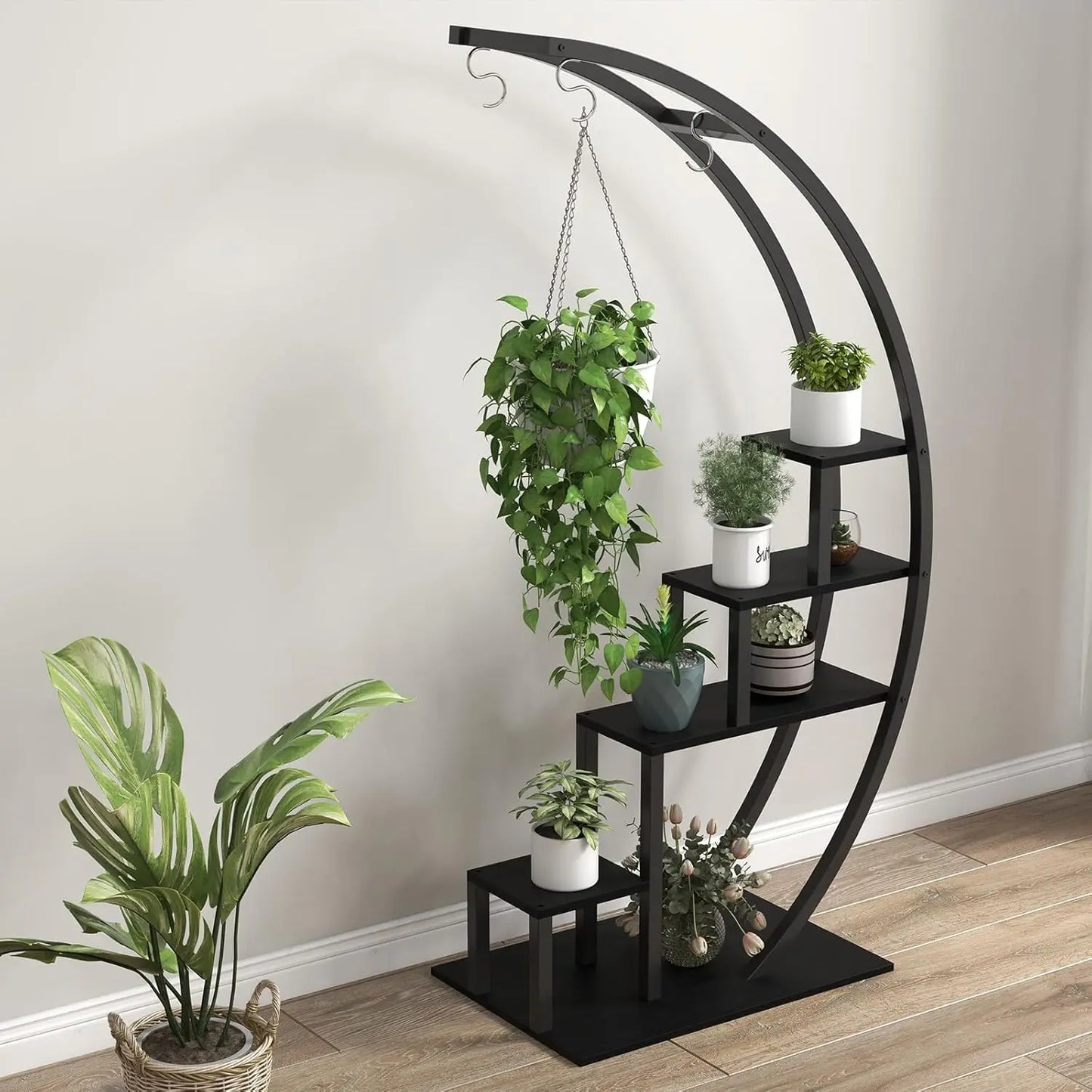 5 Tier Plant Stand Indoor 2 Pack Half Moon Metal Shelf Rack For Balcony