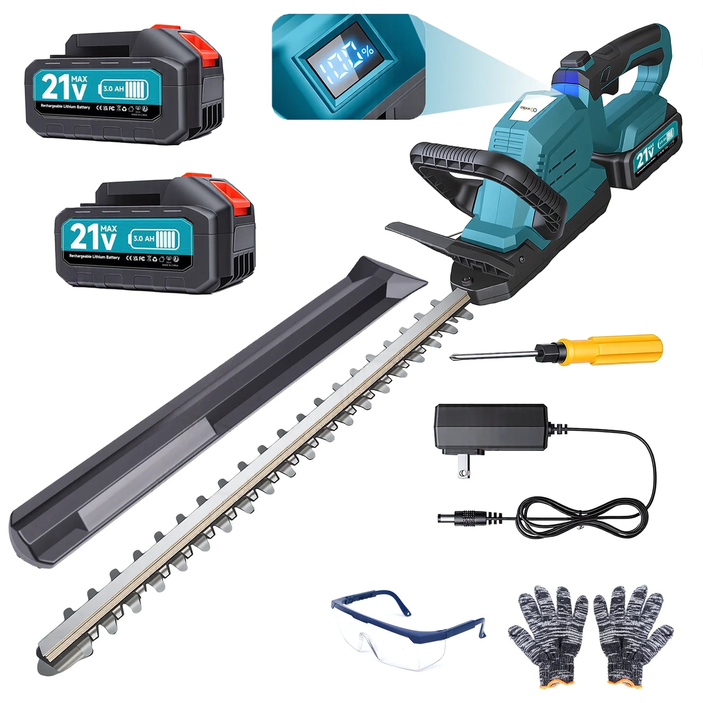 XYSD 20 Inch Cordless Hedge Trimmer With Battery 180 Degree Rotatable Head