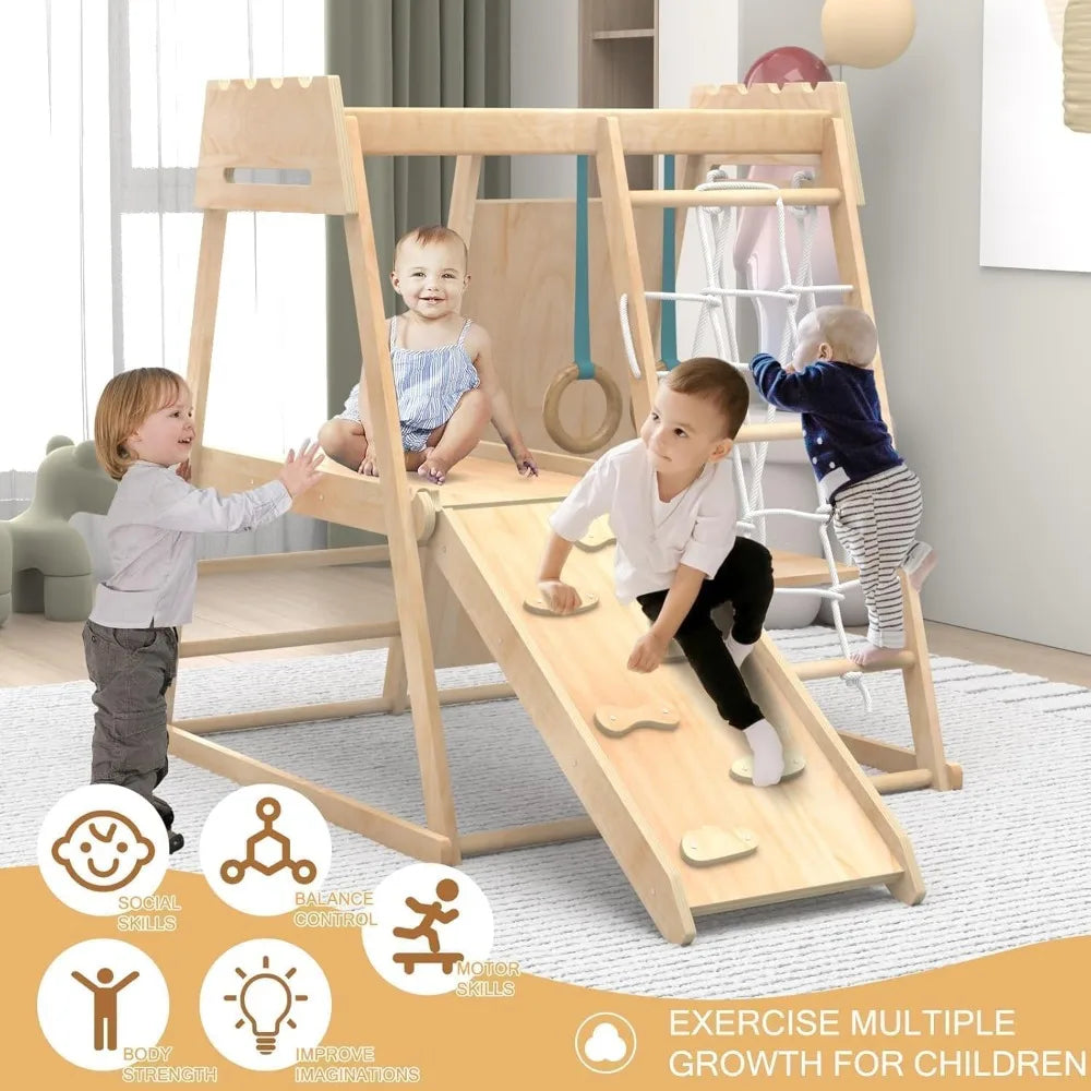 8 In 1 Indoor Toddlers Playground With Swing Slide Monkey Bars Ladder