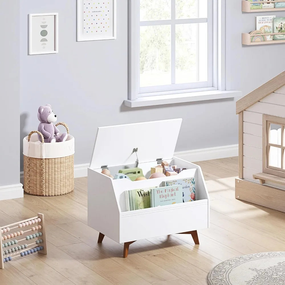 Wooden Kids Toy Box With Book Storage Bench Montessori
