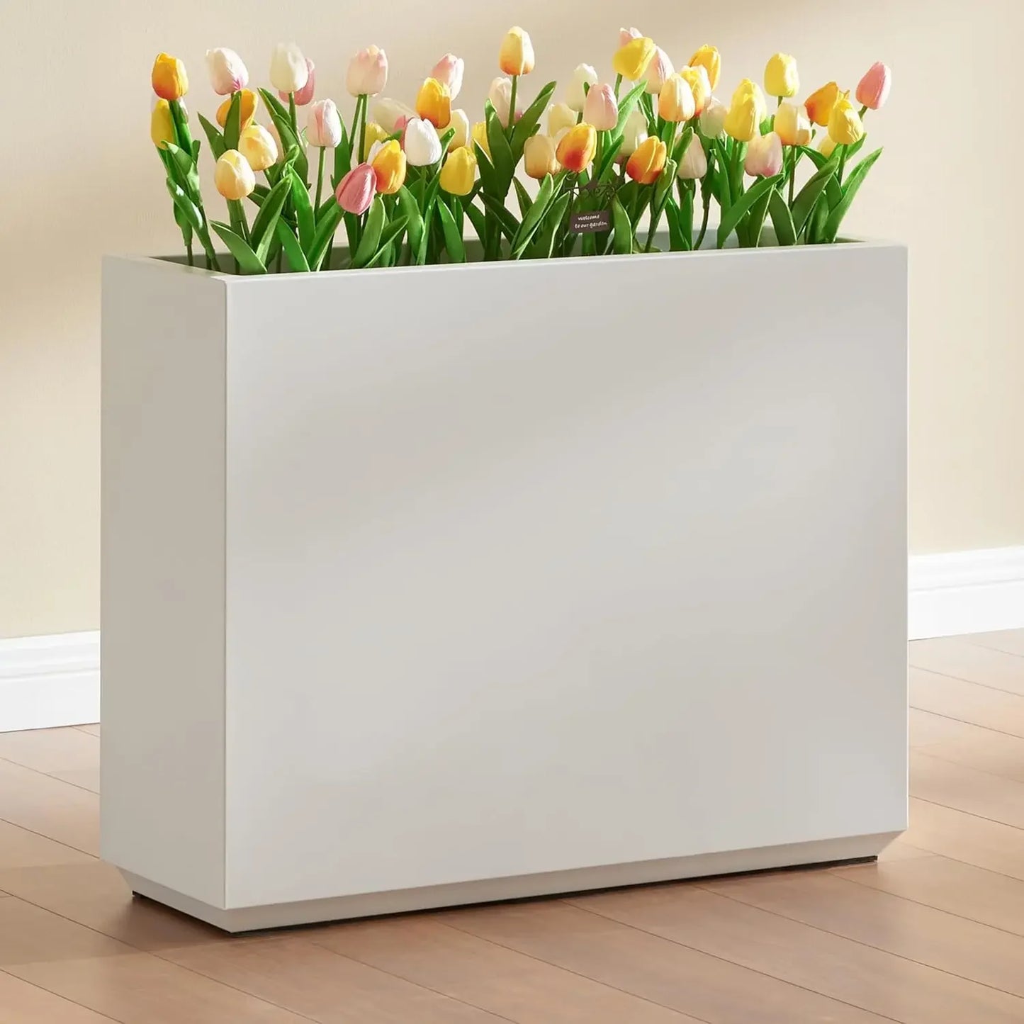 Metallic Outdoor Span Planter Box With Long Divider Planters