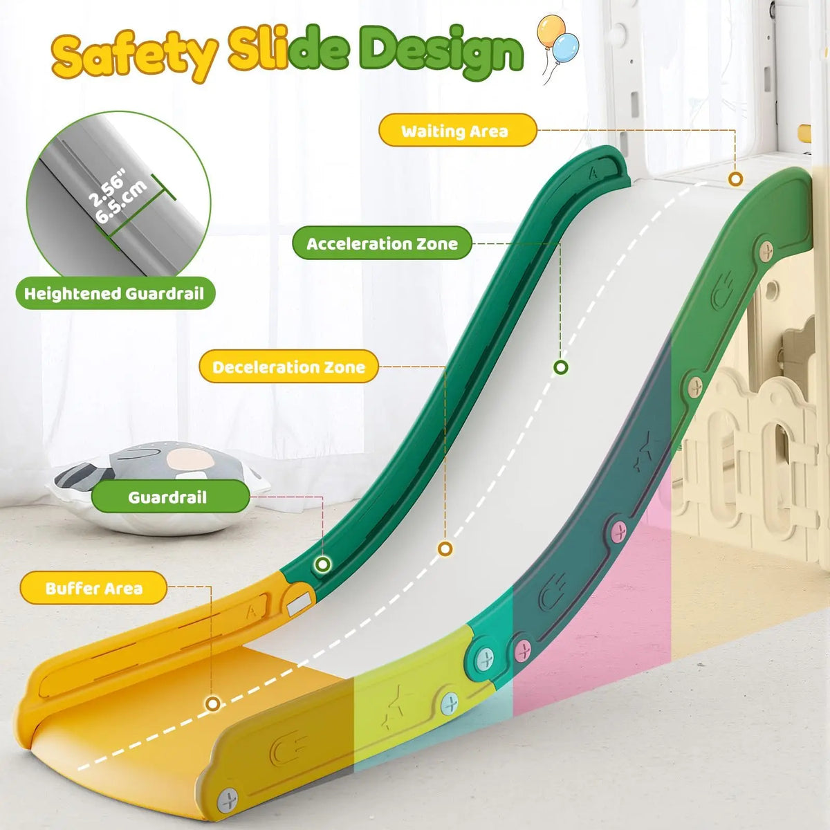 7 in 1 Toddler Slide And Swing Set Indoor Outdoor Kids Playground Climber Basketball Hoop Telescope Castle Playhouse For Ages 1+