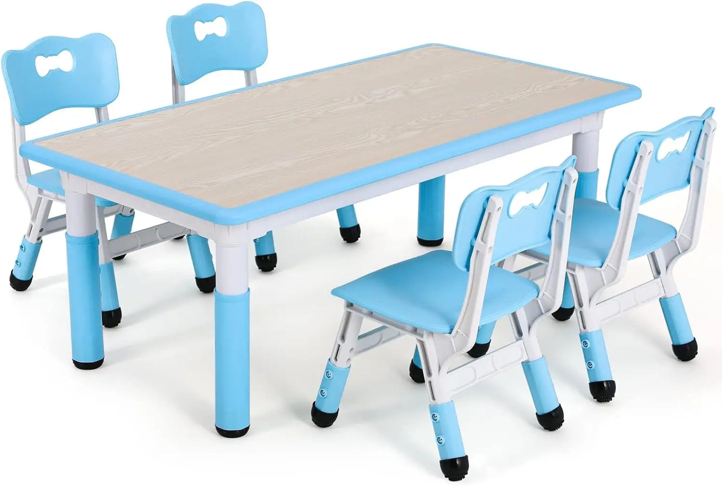 Kids Table And 4 Chairs Set Height Adjustable Graffiti Desktop Non Slip Legs