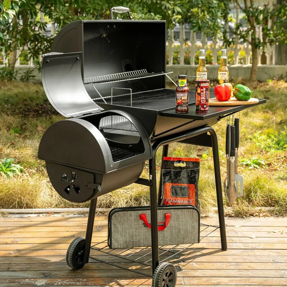 CC1830SC Charcoal Grill Offset Smoker With Cover 811 Square Inches Black Outdoor