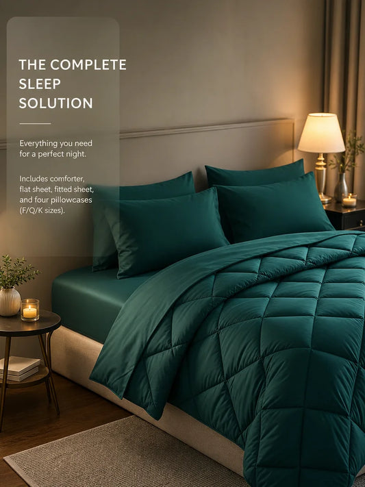 7 Pcs Twin Full Queen King Bedding Set Polyester Comforter Sheets Pillowcases