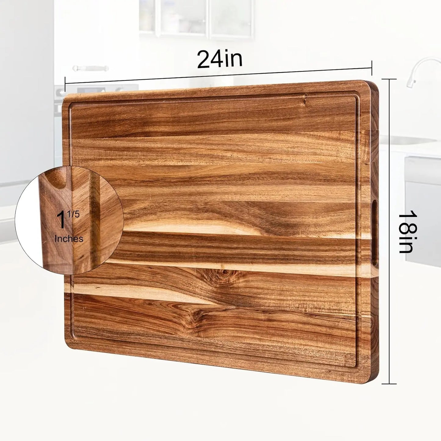 Extra Large Wood Cutting Board With Juice Groove Handle Reversible Butcher Block