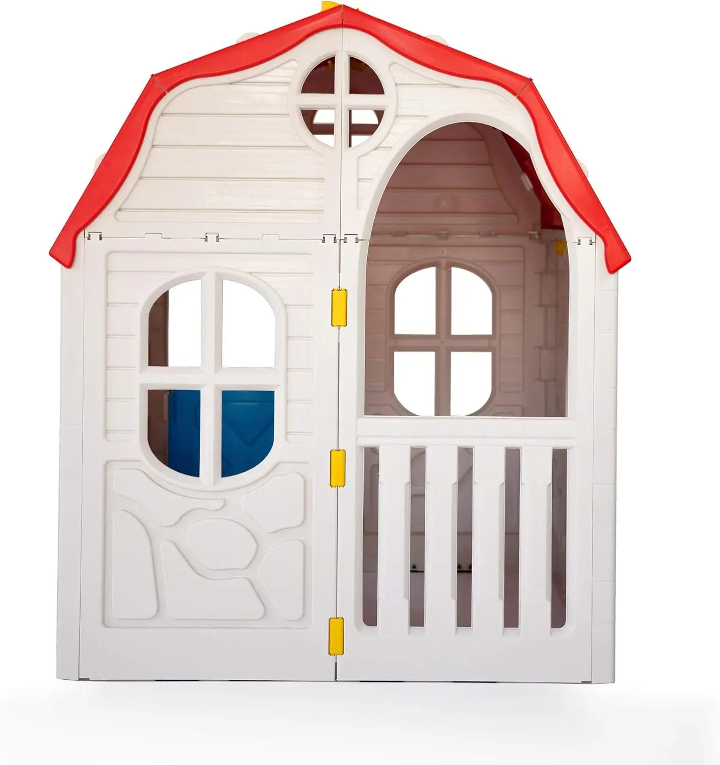 Classic Real Feel Cottage Compact Foldable Plastic Toddler Roomy Outdoor Playhouse for Children Ages 2 Years Old and Up, White