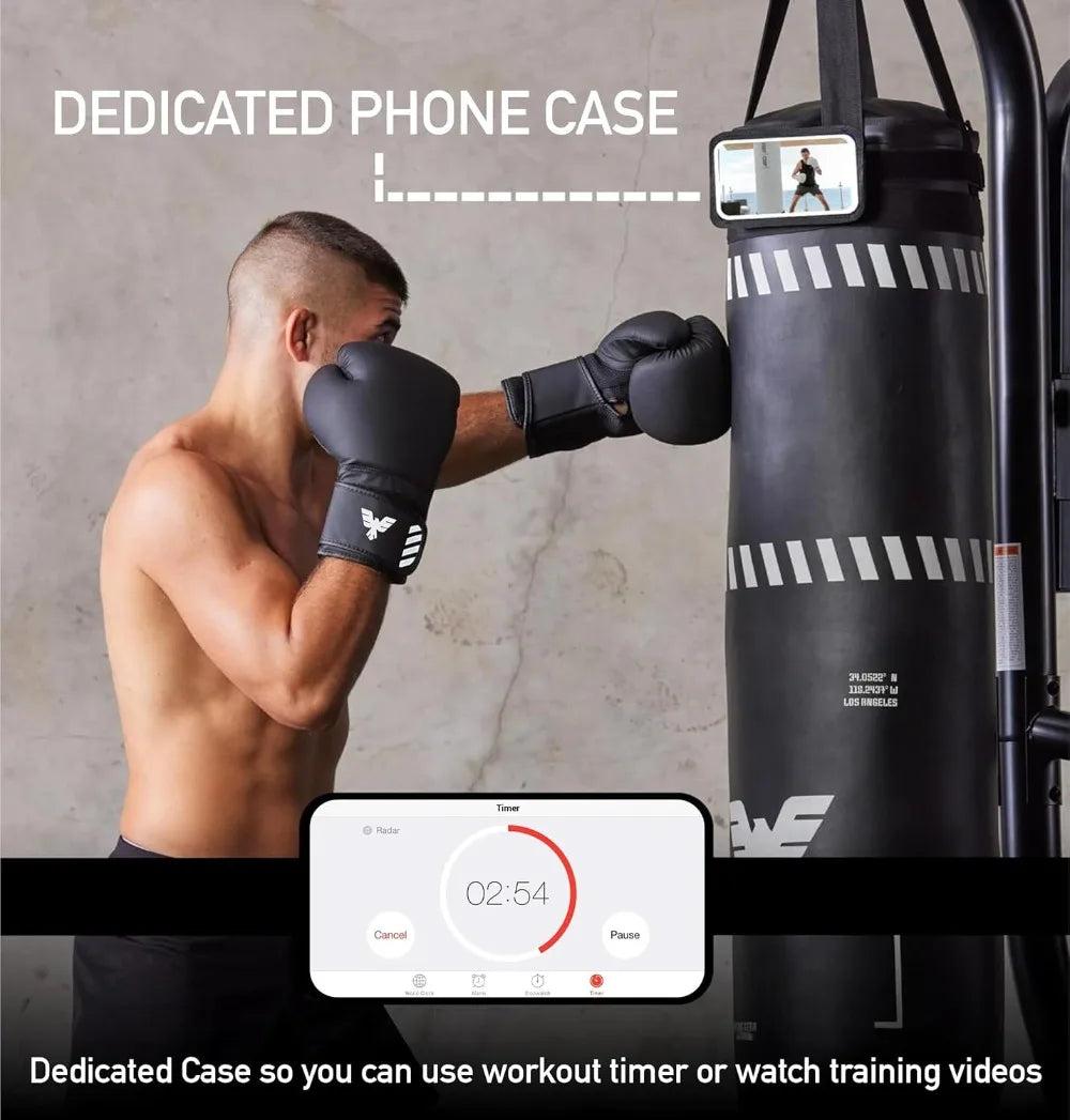 Muay Thai Punching Bag Set With Gloves And Reflex Ball 100 Lbs Heavy Unfilled