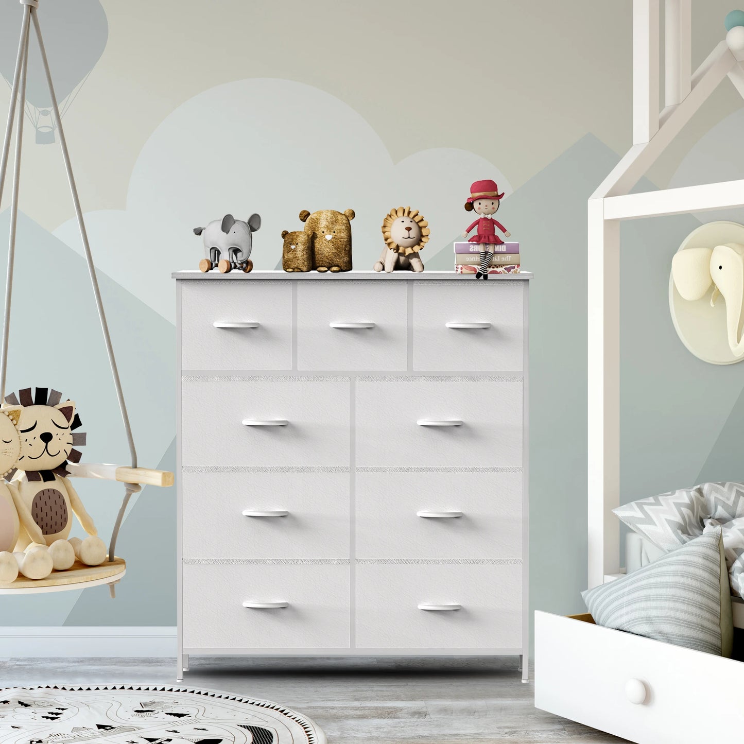 JHK 9 Fabric Storage Drawers Dresser Wardrobe Tall Chest Closet Organizer