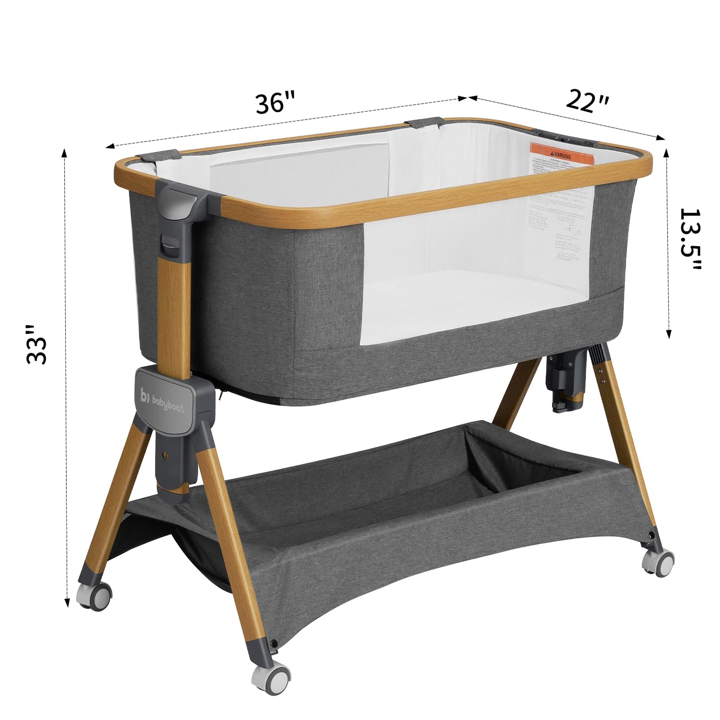 Cozy 2 Baby Bedside Bassinet 3 in 1 Portable Crib with Mattress and Wheels