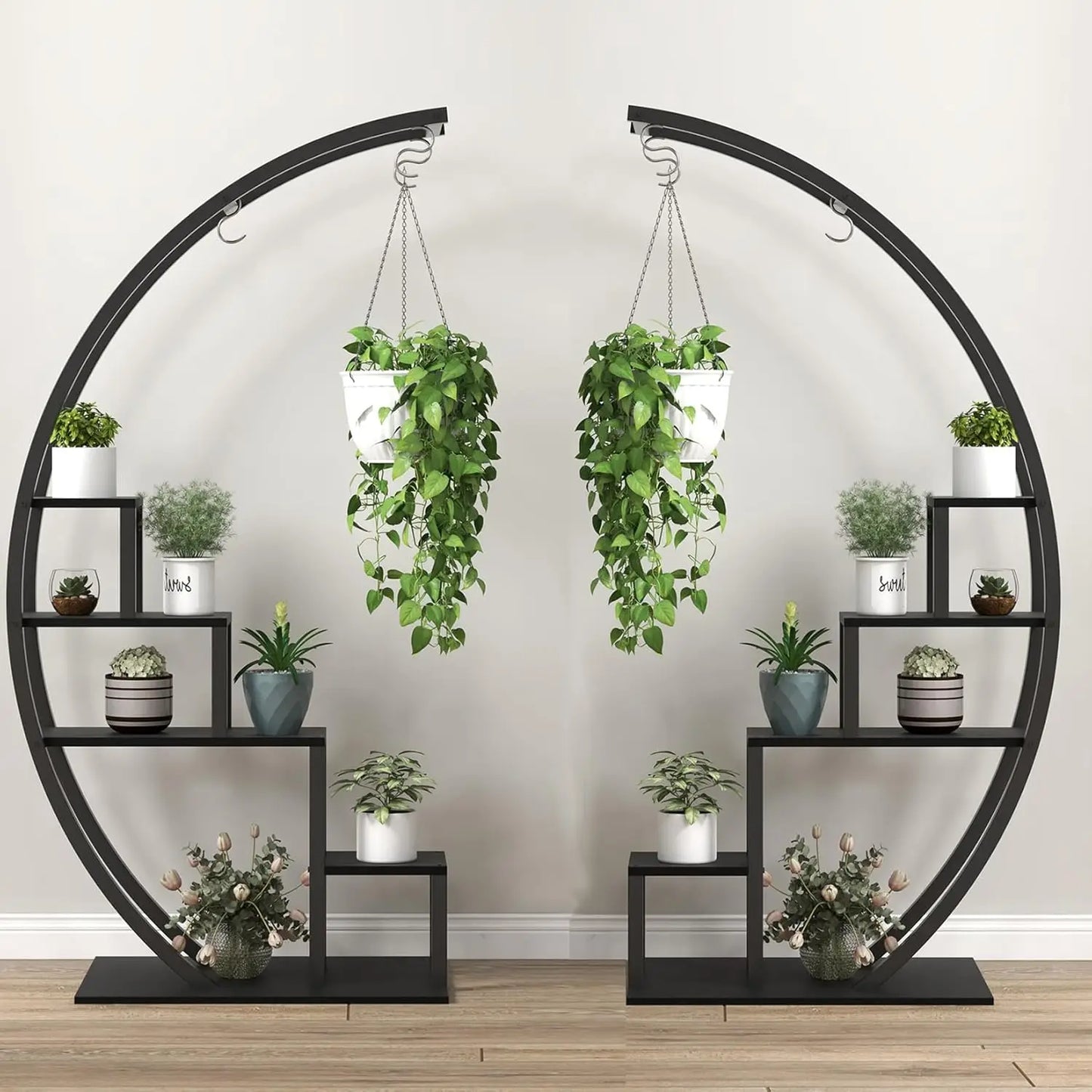 5 Tier Plant Stand Indoor 2 Pack Half Moon Metal Shelf Rack For Balcony