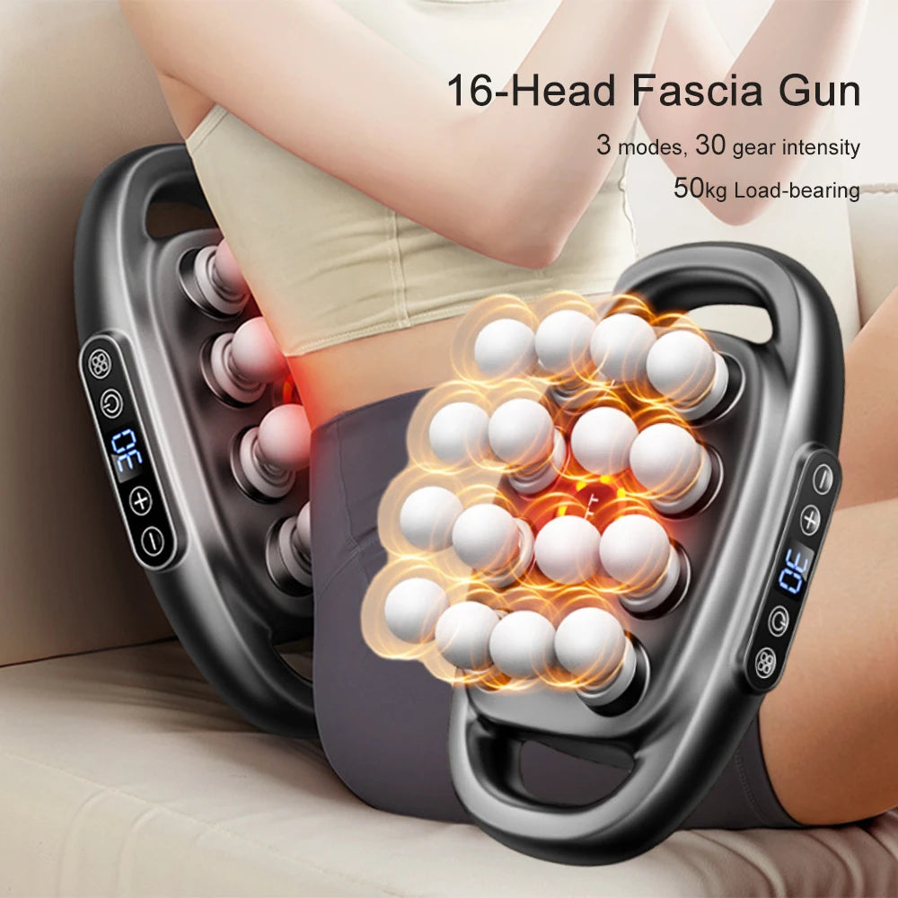 16 Head Fascia Gun High Frequency Vibration Massage For Back Neck Shoulders