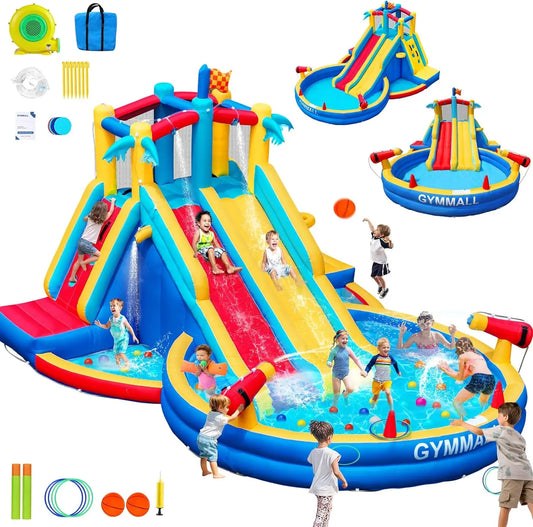 Inflatable Water Slide 8 In 1 With 550W Blower For Kids