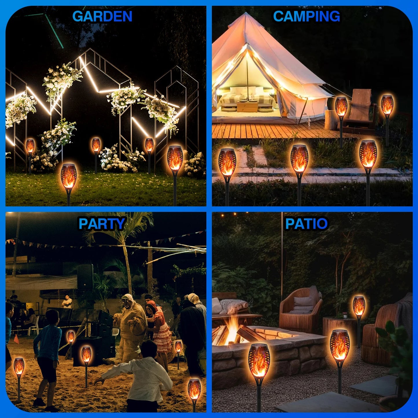 Solar Outdoor LED Torch Lights Flickering Flame Waterproof