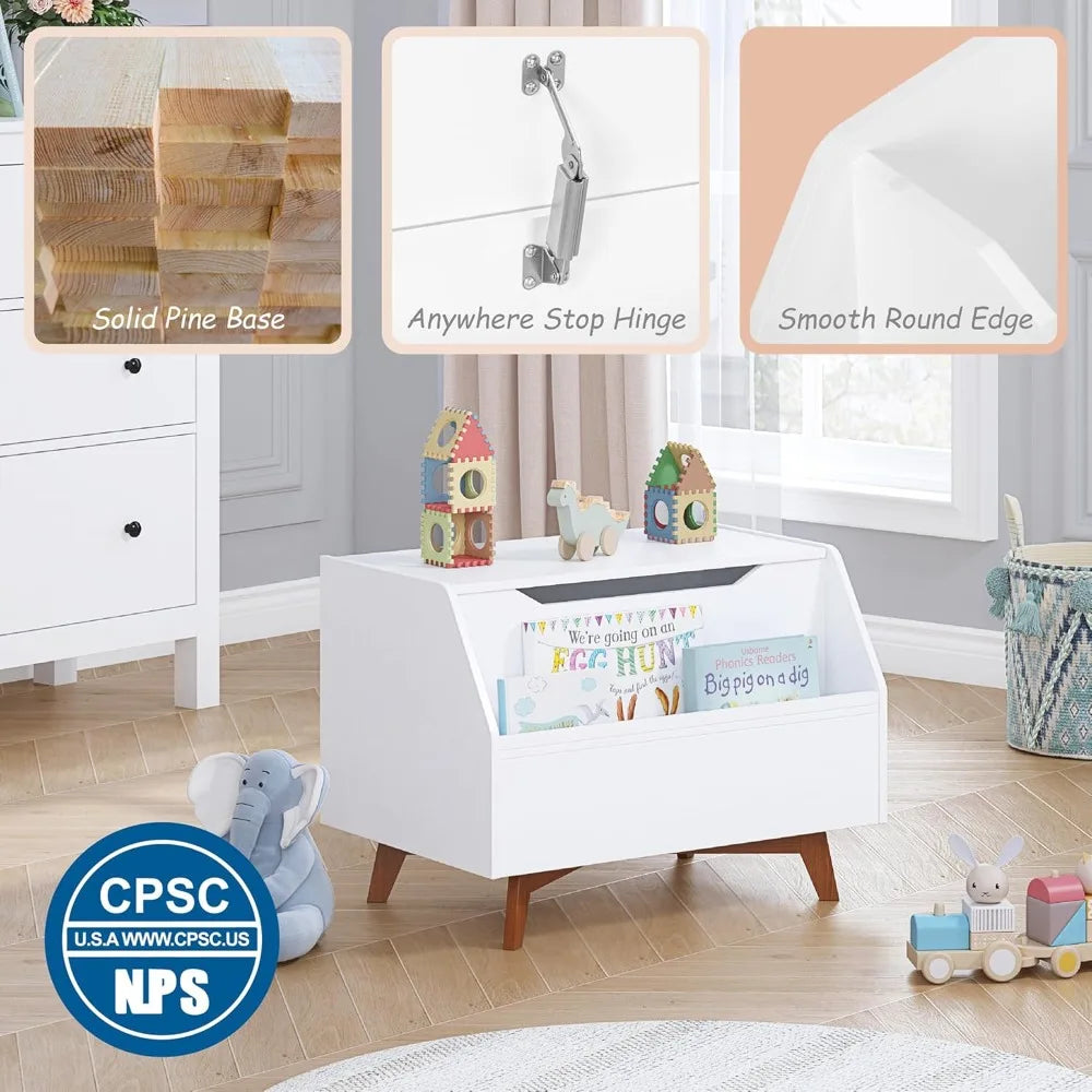 Wooden Kids Toy Box With Book Storage Bench Montessori