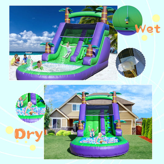 Commercial Inflatable Water Slide With 1100W Air Blower PVC