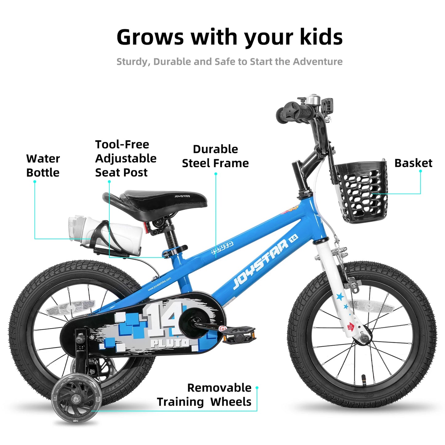 JOYSTAR 12 14 16 18 20 Kids Bike With Light Up Training Wheels For Ages 3 To 12