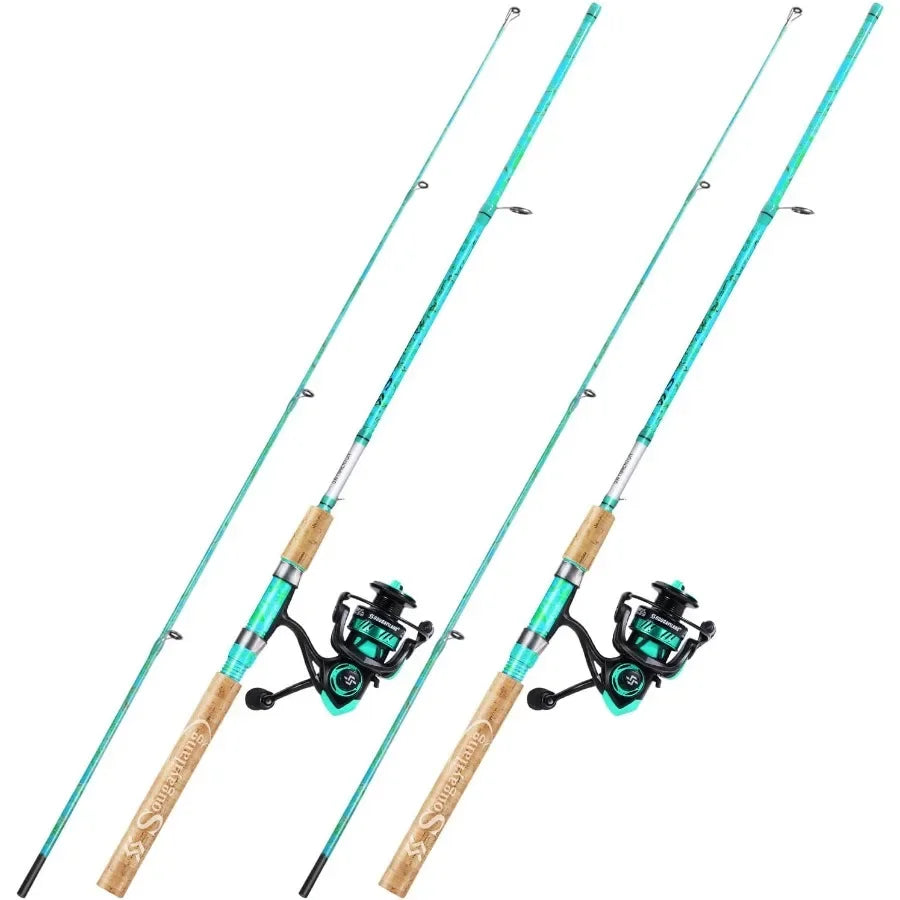 2 Piece 5 Foot 6 Inch Graphite Fiberglass Rod And Reel Combo Saltwater Angling
