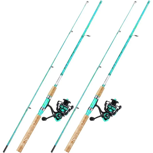 2 Piece 5 Foot 6 Inch Graphite Fiberglass Rod And Reel Combo Saltwater Angling