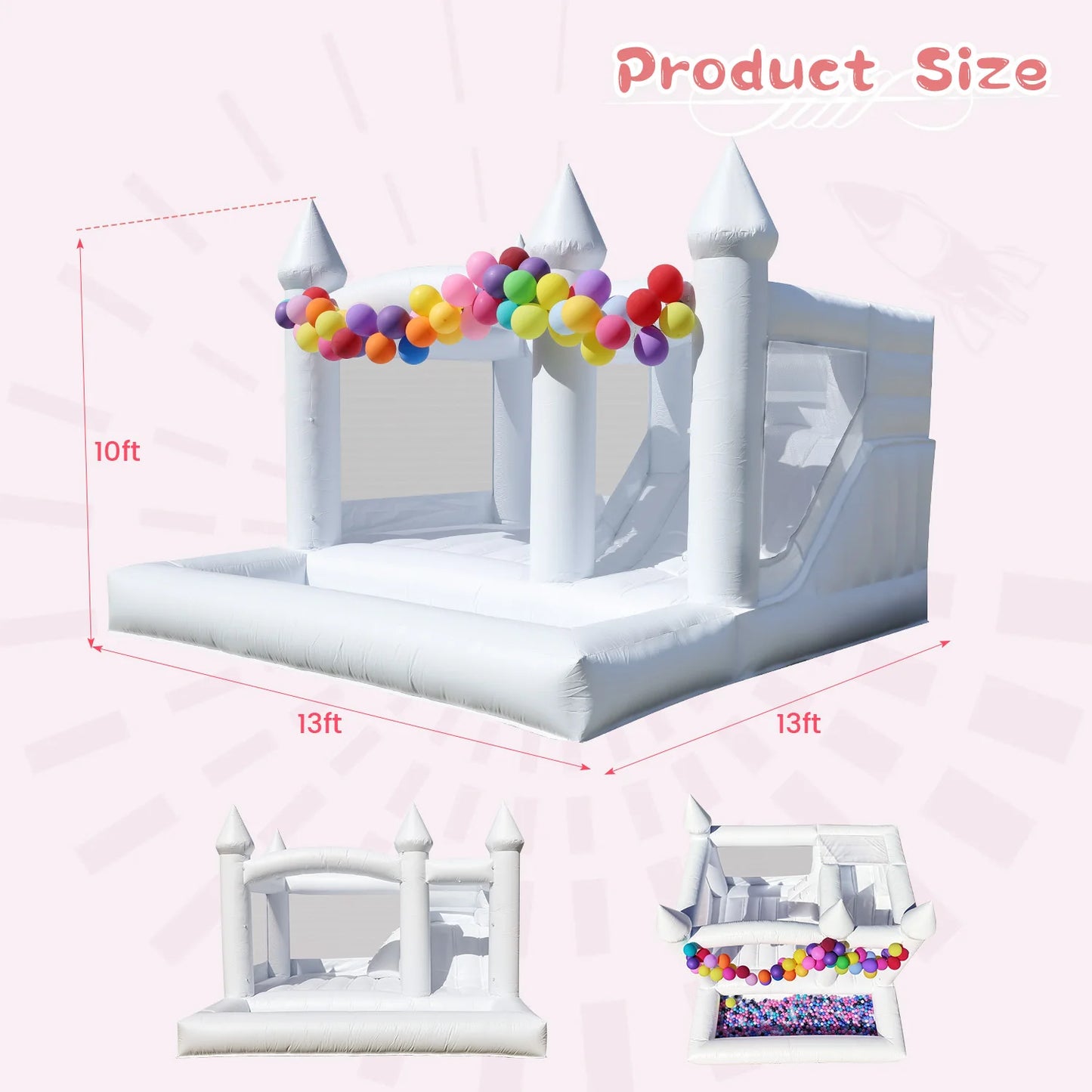 13ft Commercial PVC White Bounce House Inflatable Wedding Castle For Kids And Adults