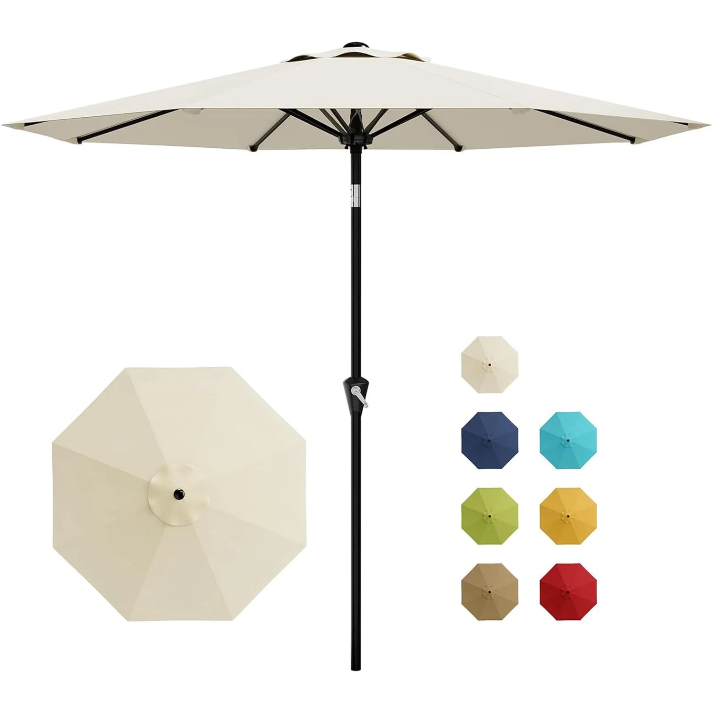 10 Foot Patio Market Umbrella With Crank Lift and Tilt Waterproof