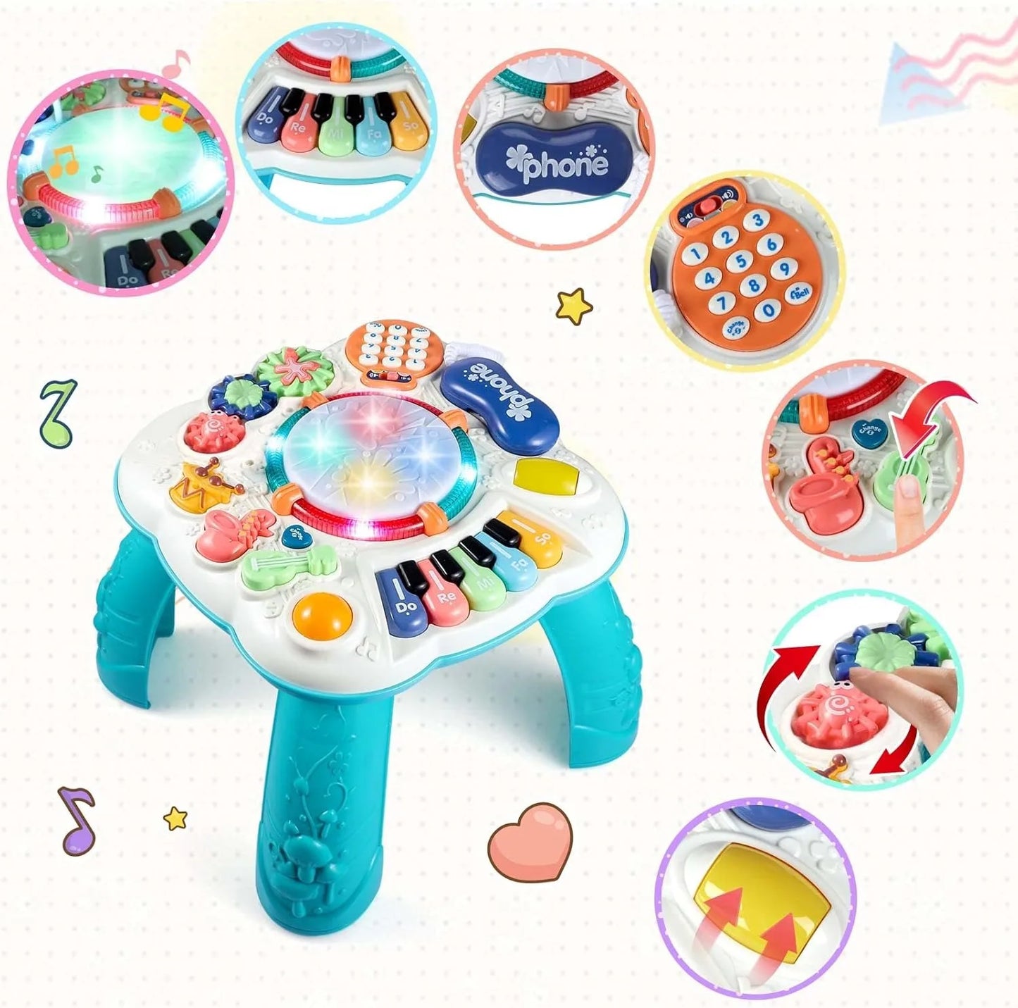 Baby Activity Musical Table Toy for 6 Months to 3 Years
