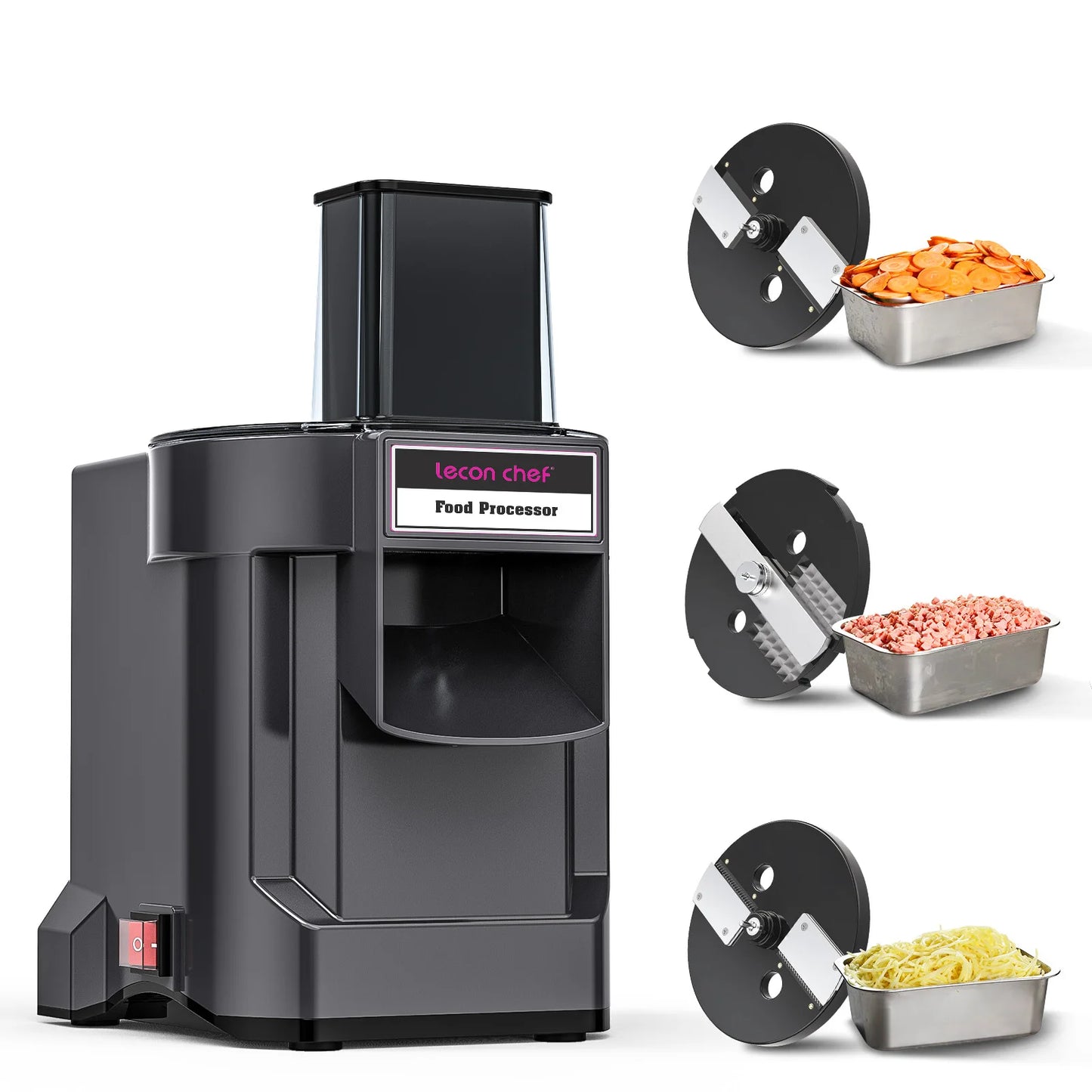 Lecon Chef 3 in 1 Electric Food Processor Vegetable Dicer Chopper Potato Cutter Onion Slicer with 3 Stainless Steel Blades