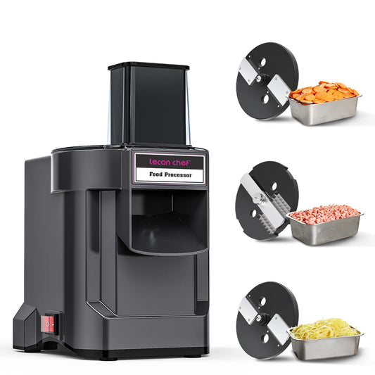 Lecon Chef 3 in 1 Electric Food Processor Vegetable Dicer Chopper Potato Cutter Onion Slicer with 3 Stainless Steel Blades