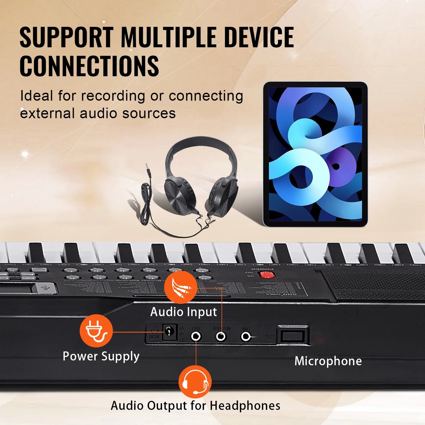 SucceBuy 61 Key Digital Keyboard Piano Portable 200 Tones 200 Rhythms