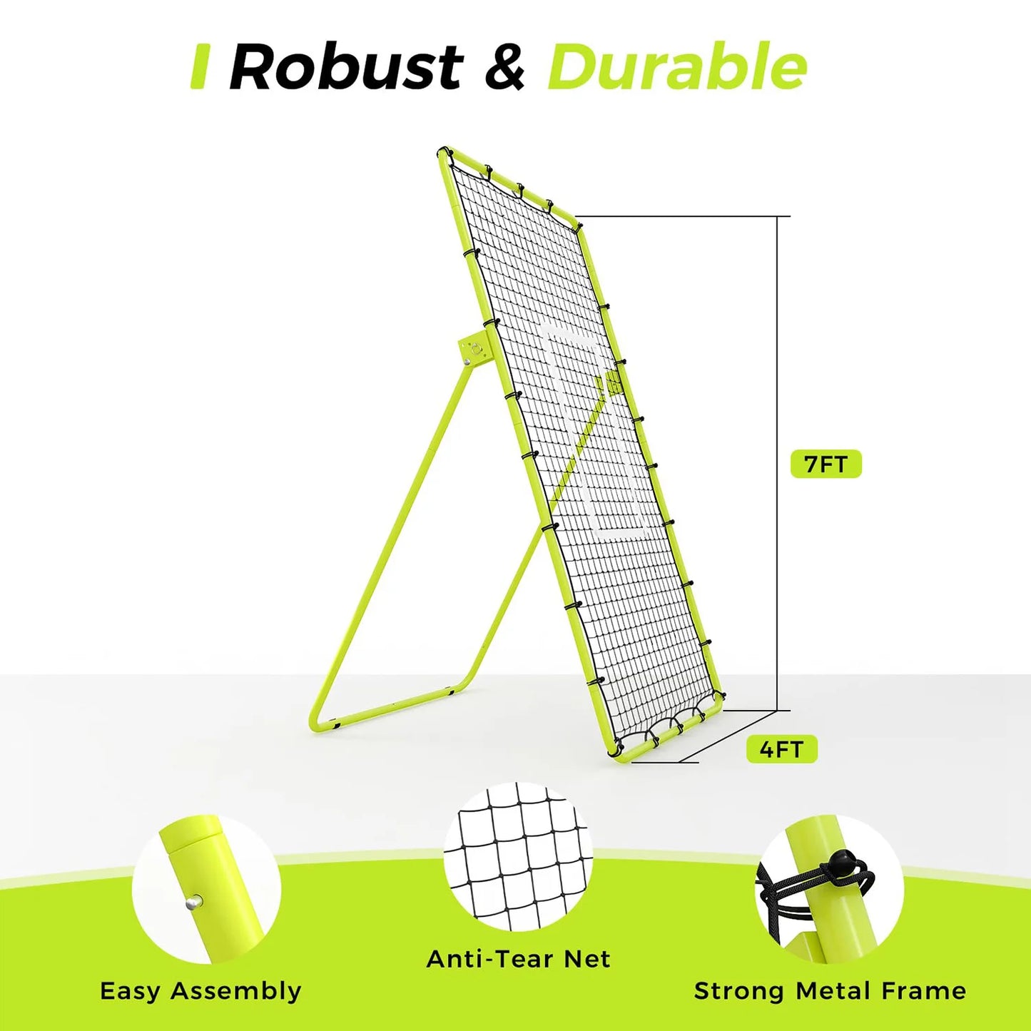 7x4ft Volleyball Rebounder Net Adjustable Angle For Solo Training Practice