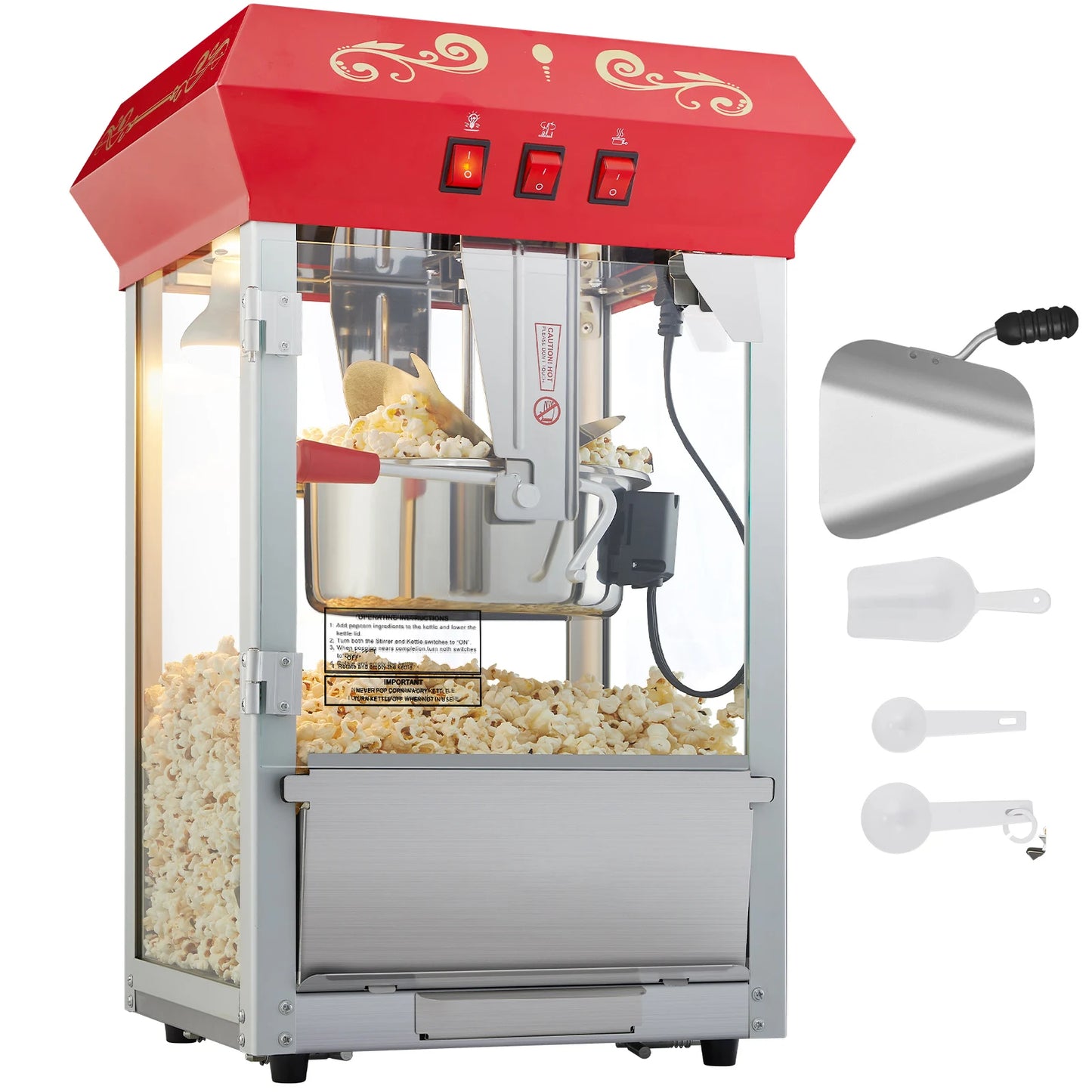 SucceBuy 8 To 12 Oz Electric Popcorn Maker Popper Machine With Scoop