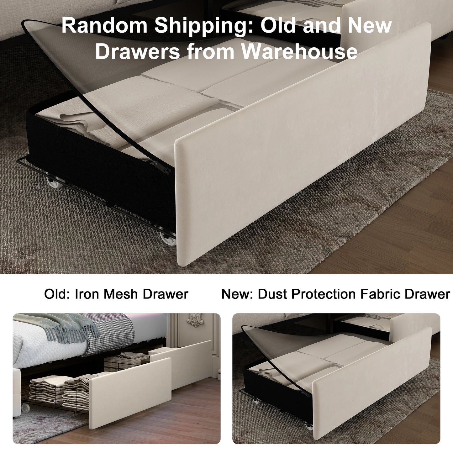 GEGOFORU Queen LED Bed Frame Galaxy Projector USB Ports 4 Drawers