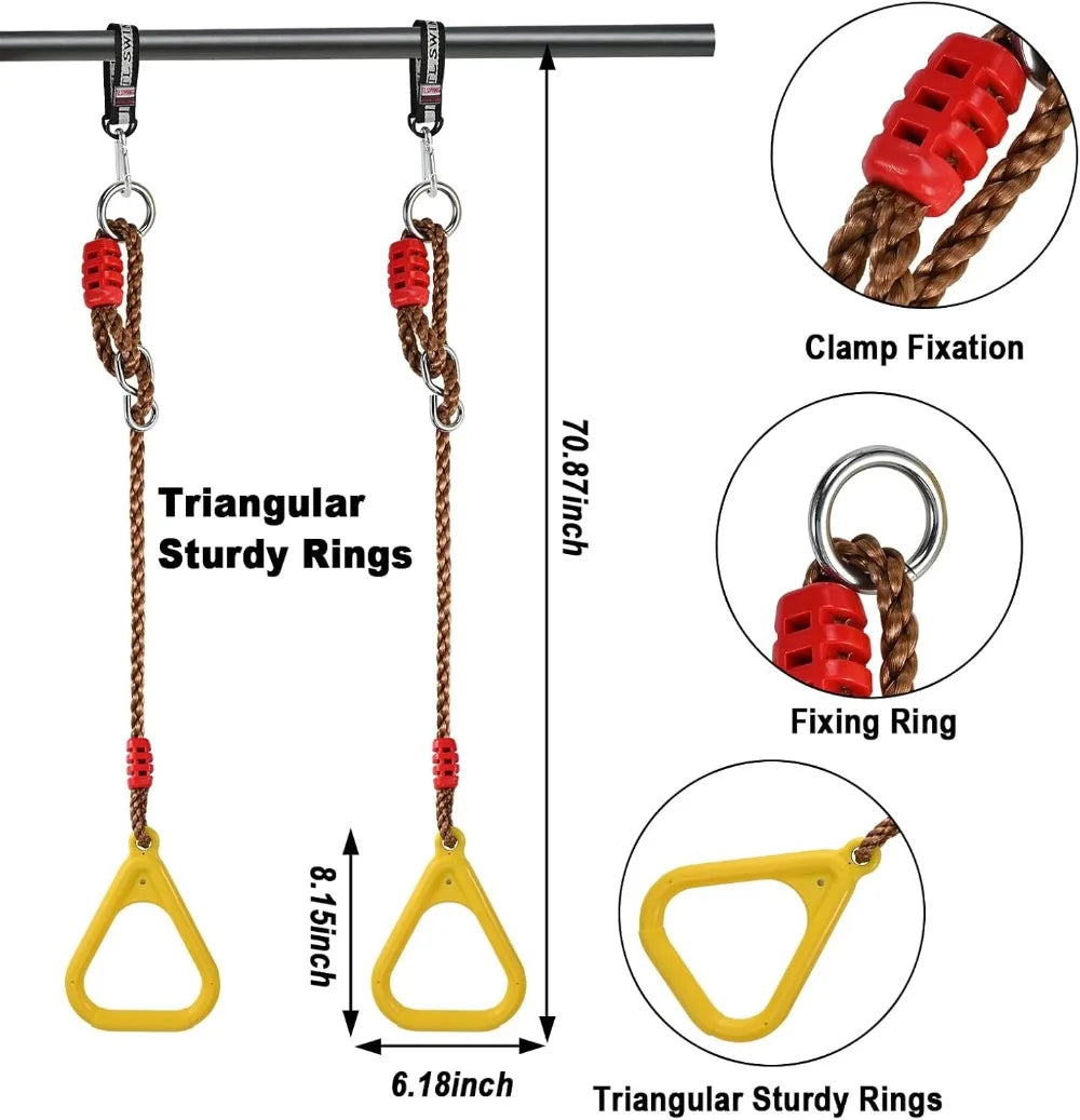 Outdoor Swing Set With Trapeze Bar Disc And Ring Hangers Monkey Bars