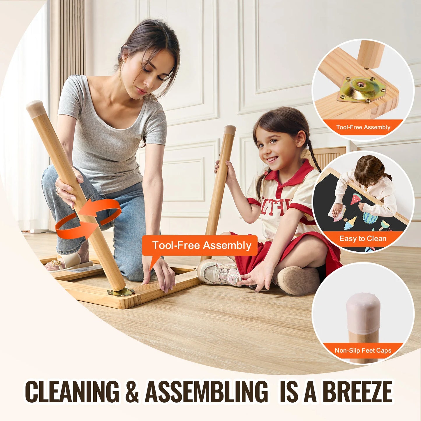 SucceBuy Wooden Sensory Table for Kids Activity with 3 Foldable Storage Bins & Double-Sided Board Indoor/Outdoor for Studying