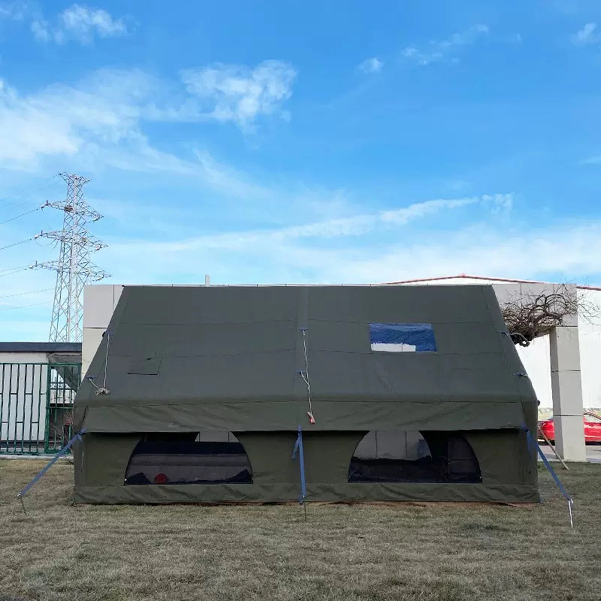 PAKICETUS Luxury Inflatable Camping Tent with Skylight Quick Setup Blow Up Tent with Air Pump 4-6 Persons Large Family Portable Outdoor Tent for Camping Hiking Backyard