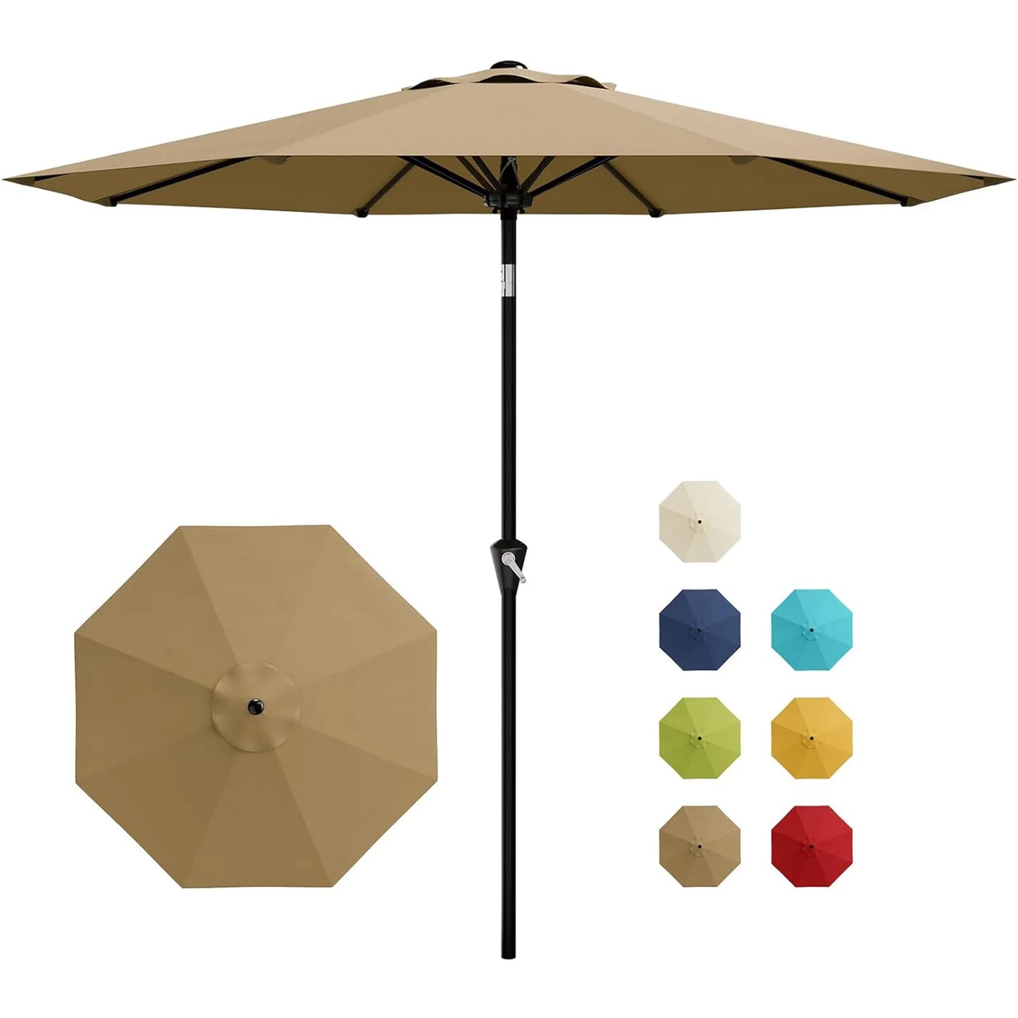 10 Foot Patio Market Umbrella With Crank Lift and Tilt Waterproof
