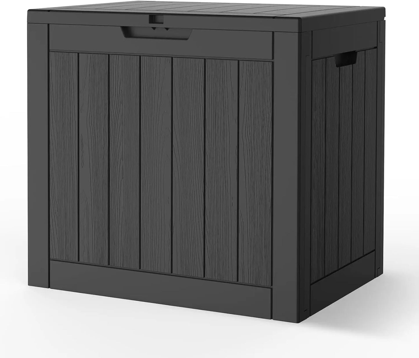 45Gal Black Deck Box - Waterproof & UV-Resistant Outdoor Storage w/Lockable Lid - For Patio/Garden Furniture