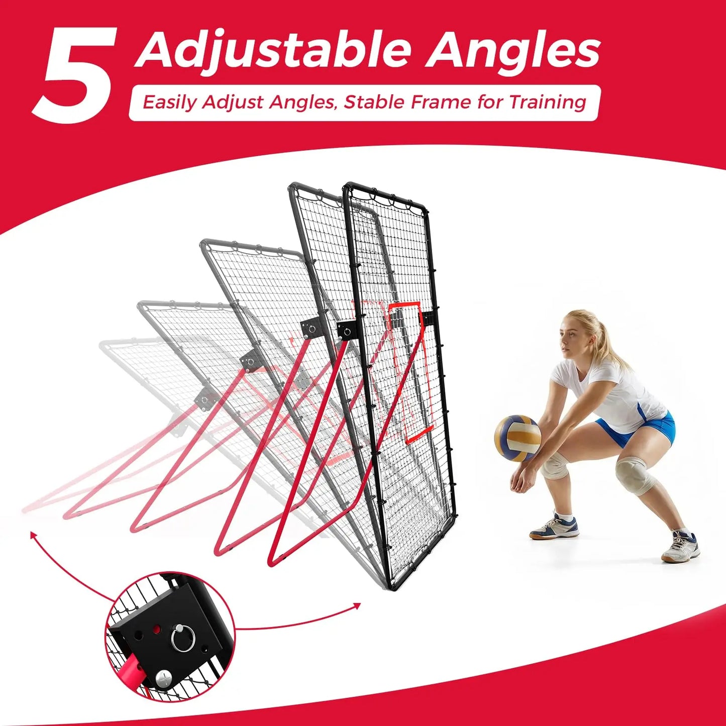 Adjustable 7x4 Ft Volleyball Rebounder Net for Bumping Spiking and Setting