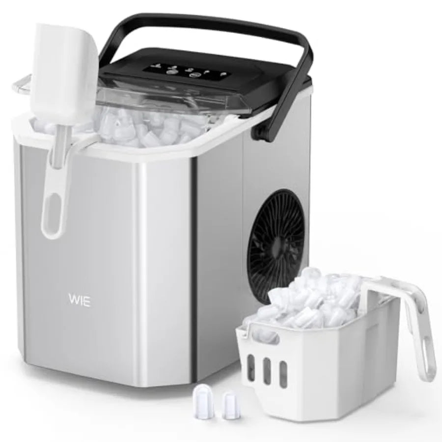 Stainless Steel Ice Maker Self Cleaning 12kg 24H Two Sizes 9 Ice Cube Ready