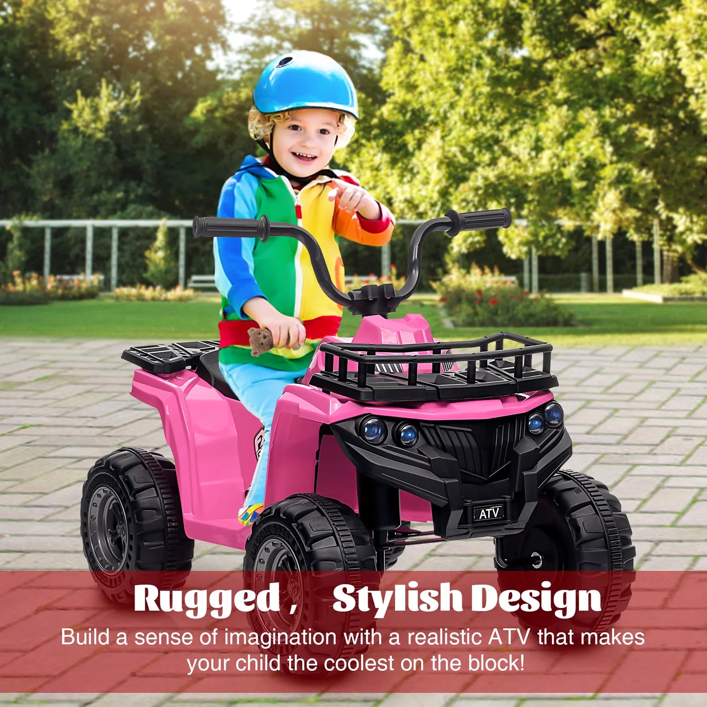 12V Kids Ride On ATV With Bluetooth Audio High Low Speed LED Headlights Radio