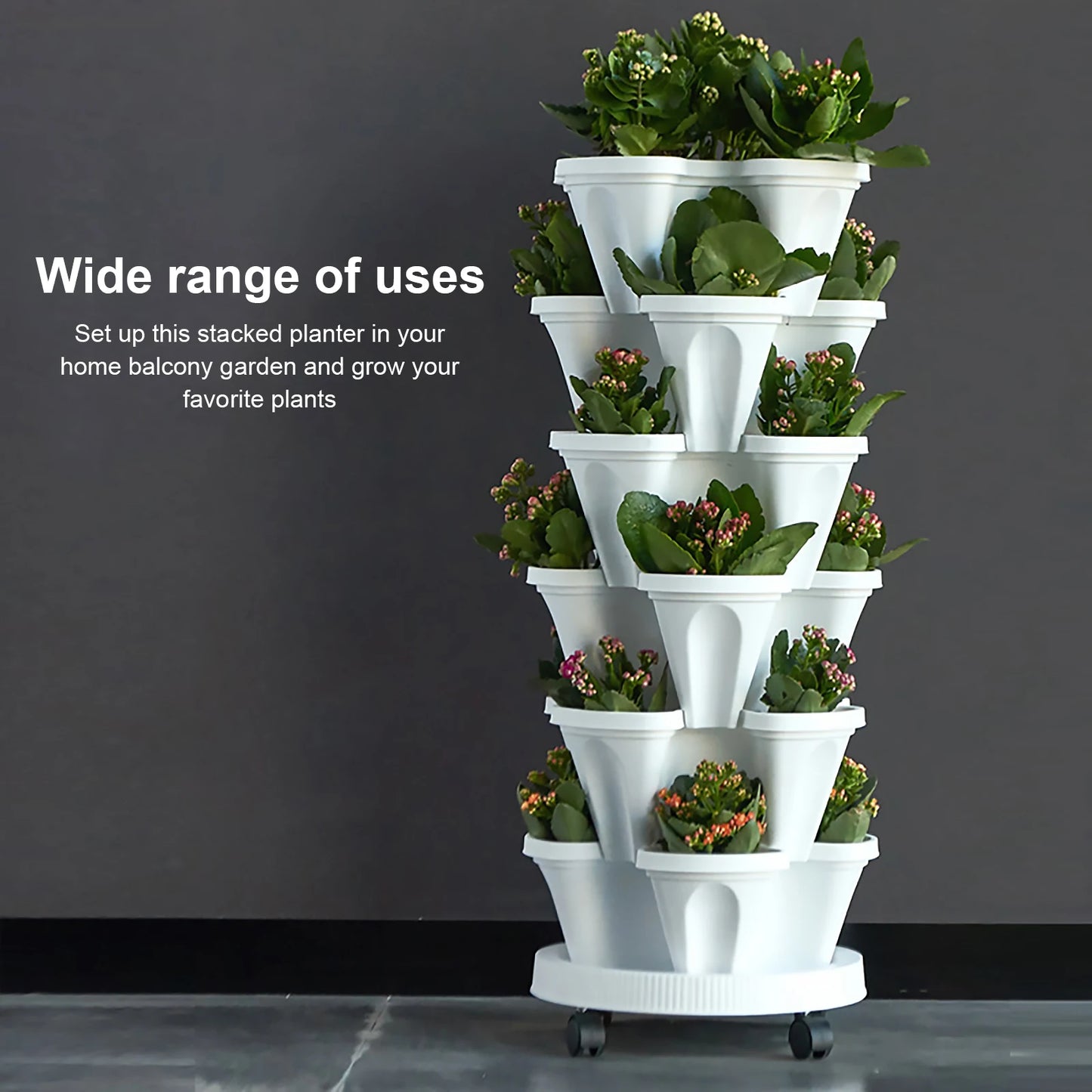 Stackable Vertical Planter Pots For Garden Strawberry Plants
