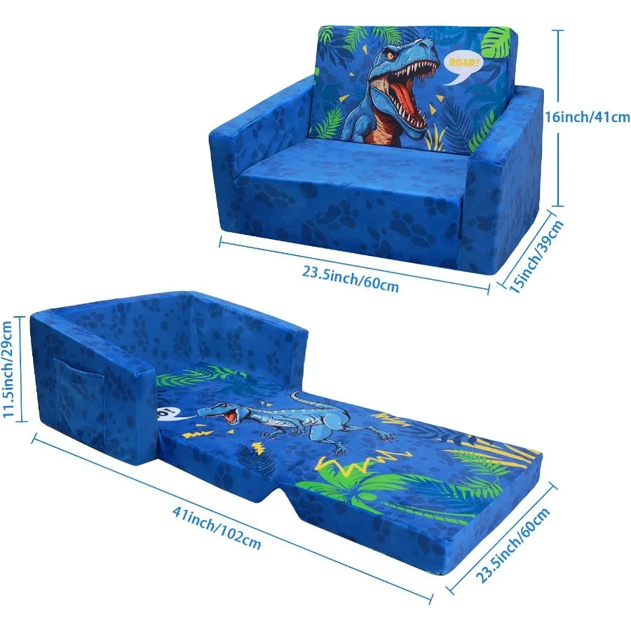 Foldable Sofas Couch 2 in 1 Convertible Sofa to Lounger Flip Open Toddlers Sofa Bed for Home Living Room and Bedroom Use Compac