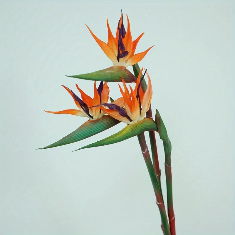 3 Piece Artificial Bird Of Paradise Flowers 24 Inch Long Stems For Home Decor