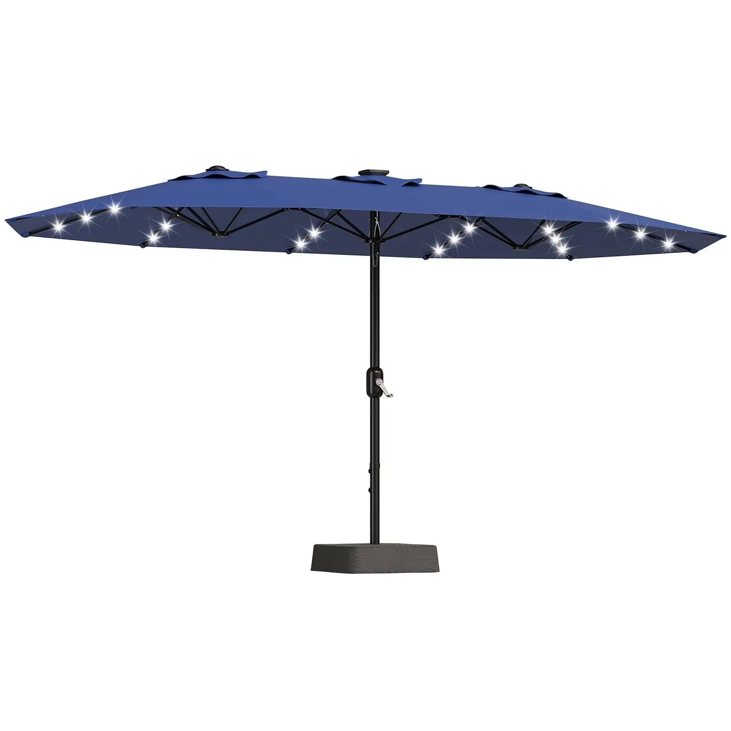 15ft Patio Umbrella With Solar LED Lights Base Included Large Rectangle Shade