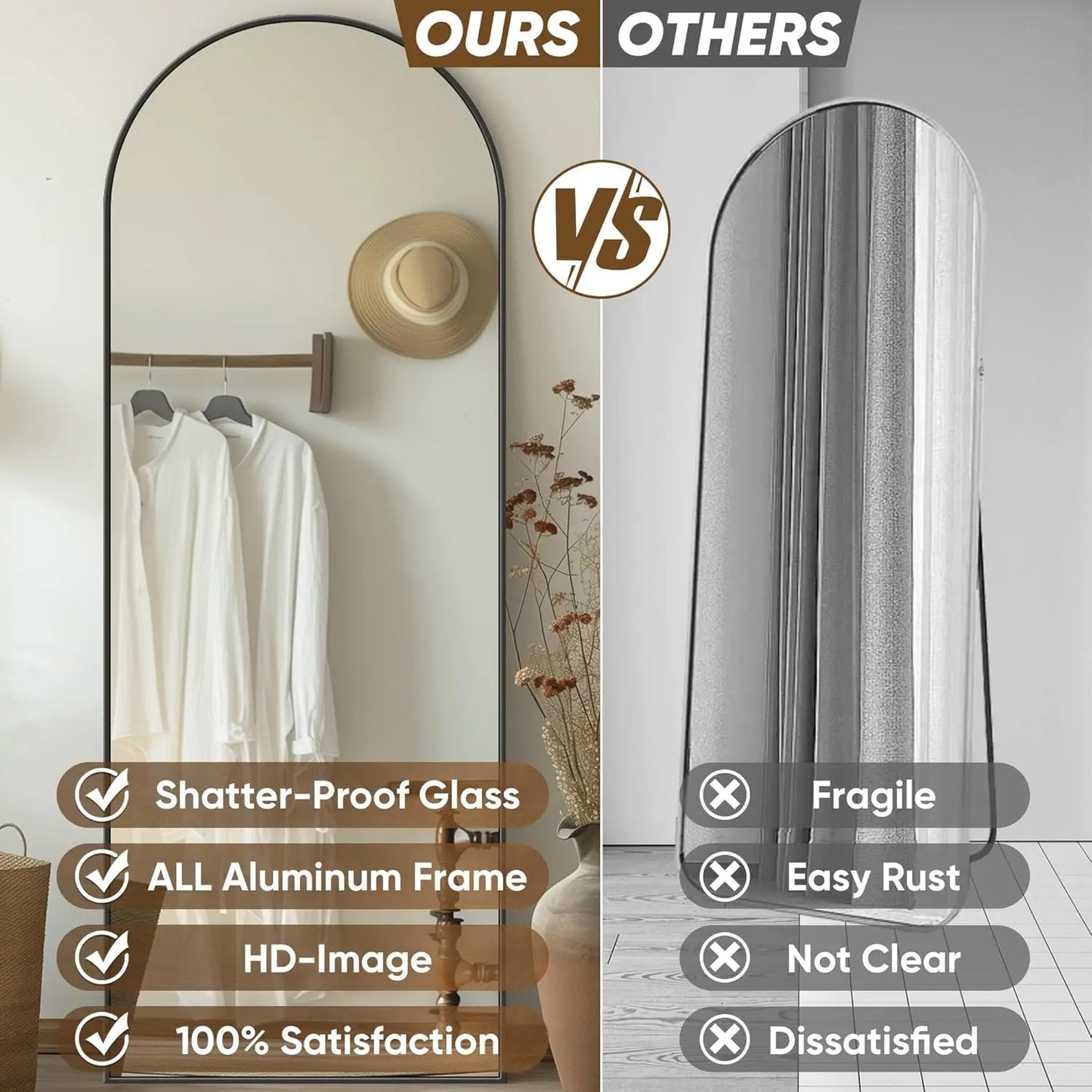 58x19 Inch Full Length Mirror With Stand Oversized Floor Mirror For Bedroom