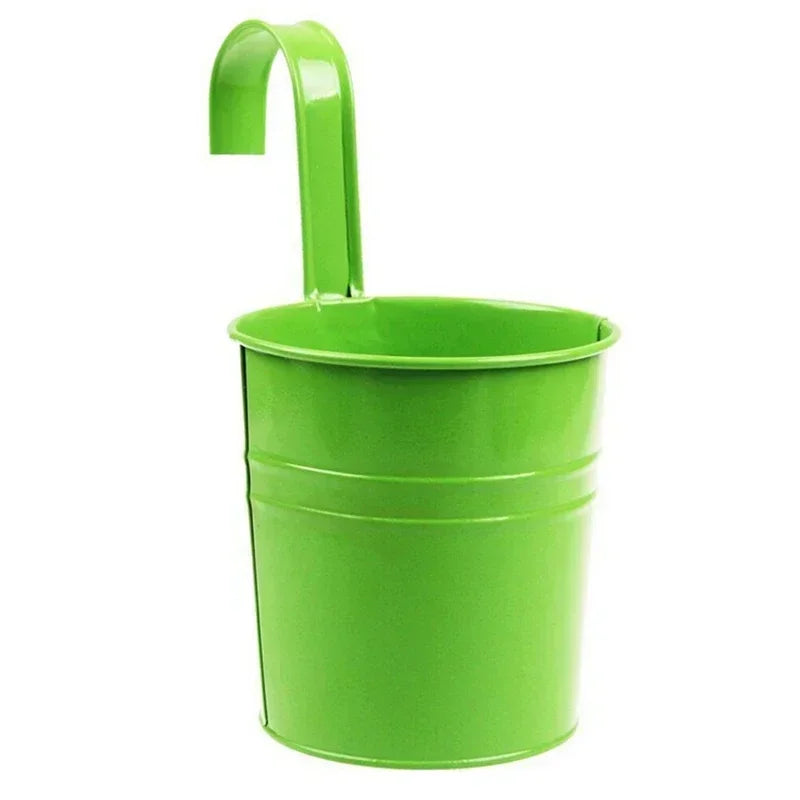 10 Colors Metal Iron Flower Wall Hanging Flower Plants Pot Hook Bucket Tin Garden Planter Pots Balcony Hanging Succulent Basket