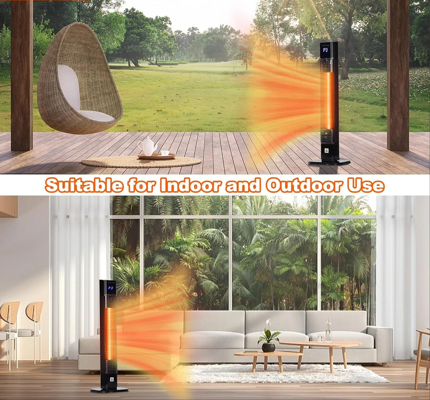 Indoor Outdoor Patio Heater 1500W Infrared Tower Remote